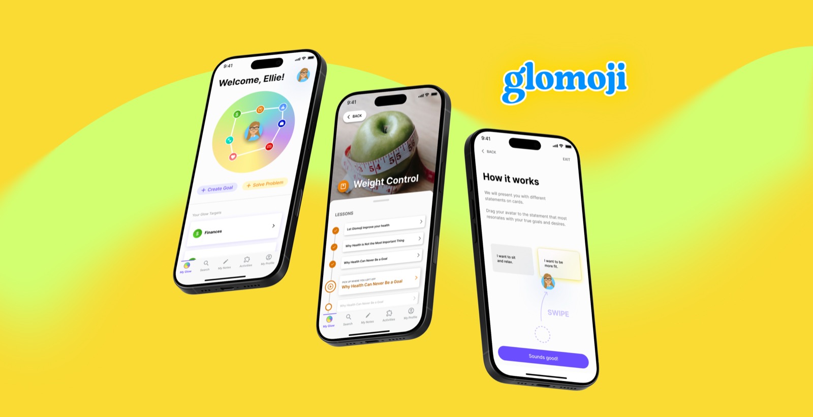 Glomoji app screens