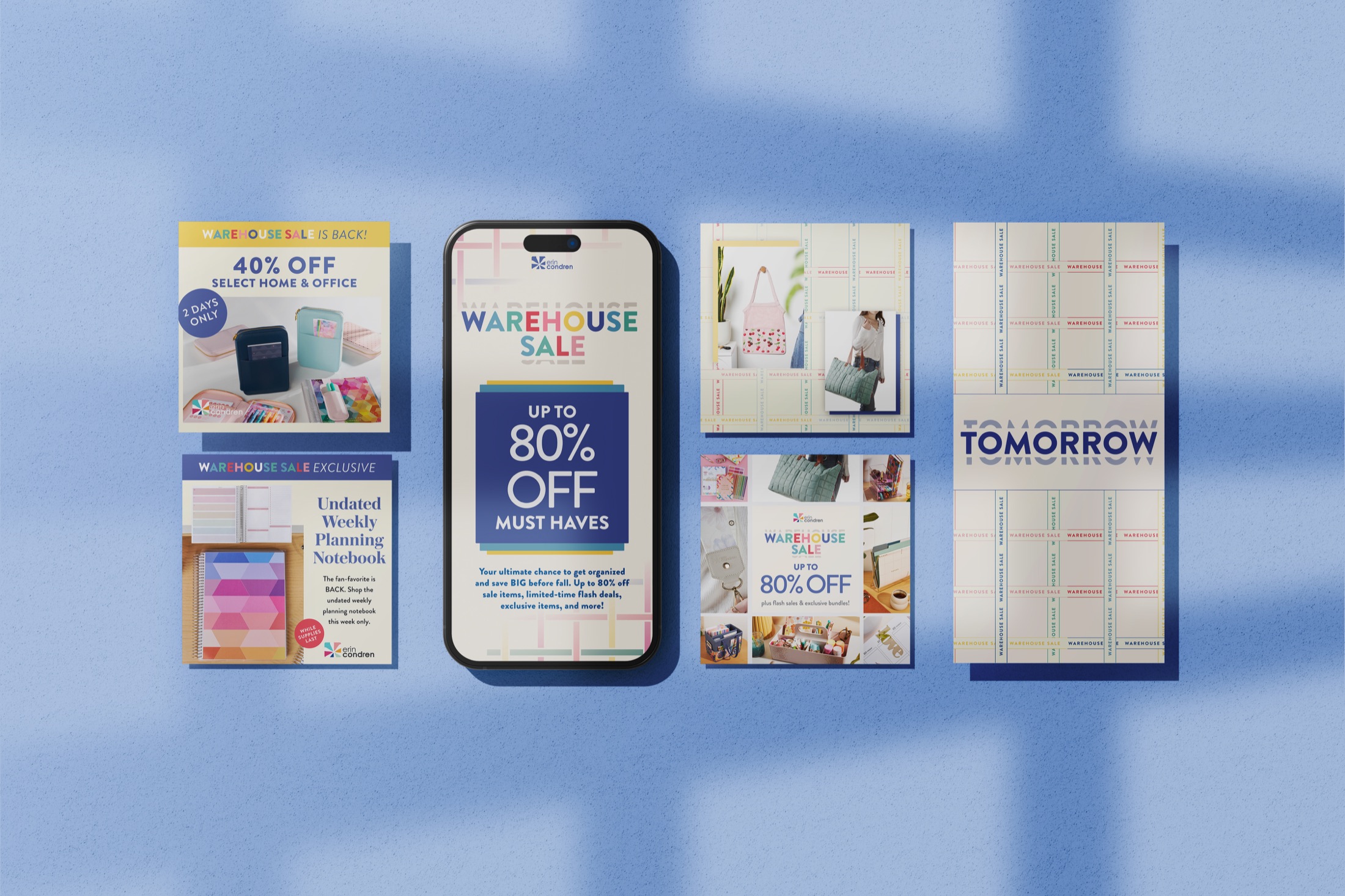 Erin Condren creative direction — warehouse sale campaign